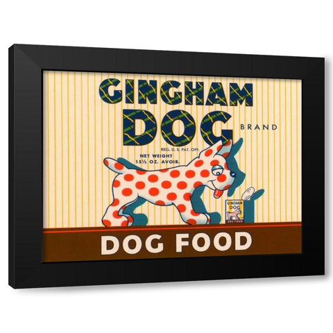 Gingham Dog Black Modern Wood Framed Art Print by Retrolabel