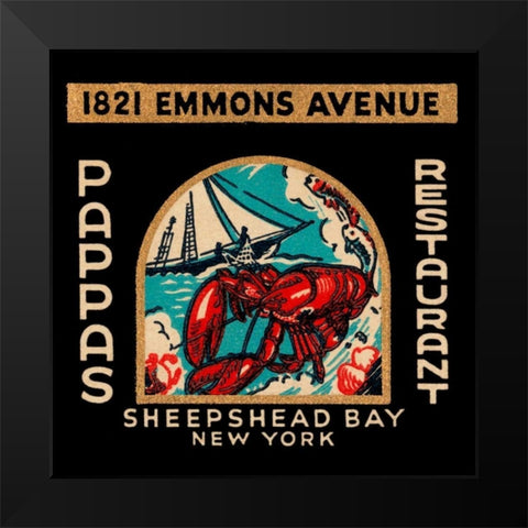 Pappas Restaurant Black Modern Wood Framed Art Print by Retrolabel