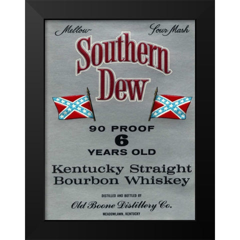 Southern Dew Kentucky Straight Bourbon Whiskey Black Modern Wood Framed Art Print by Vintage Booze Labels