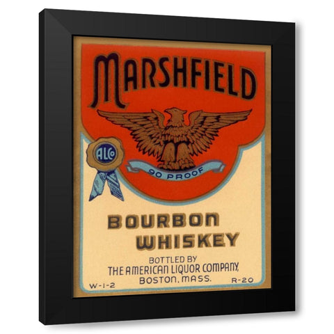 Marshfield Bourbon Whiskey Black Modern Wood Framed Art Print with Double Matting by Vintage Booze Labels