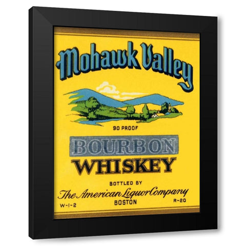 Mohawk Valley Bourbon Whiskey Black Modern Wood Framed Art Print by Vintage Booze Labels