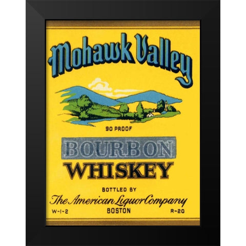Mohawk Valley Bourbon Whiskey Black Modern Wood Framed Art Print by Vintage Booze Labels