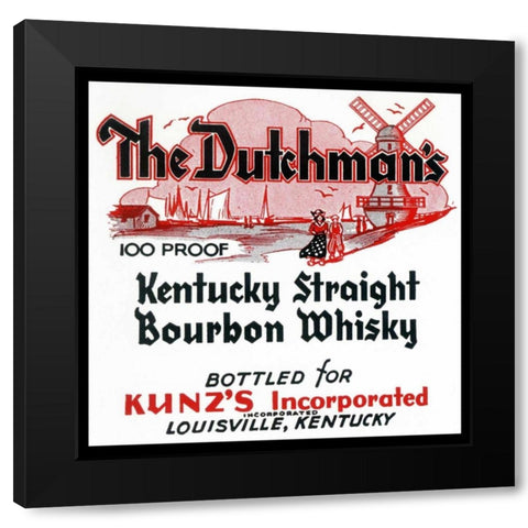 The Dutchmans Kentucky Straight Bourbon Whiskey Black Modern Wood Framed Art Print by Vintage Booze Labels