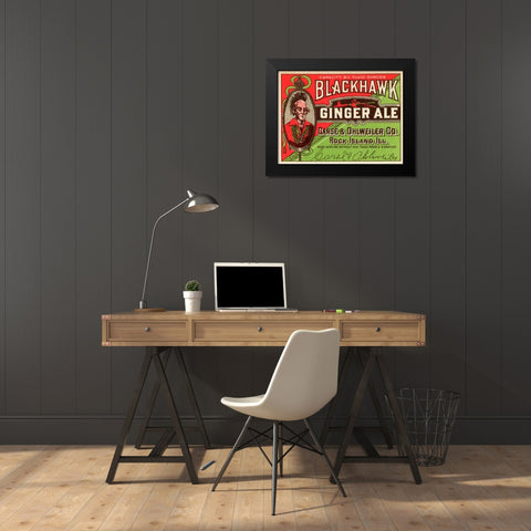 Blackhawk Ginger Ale Black Modern Wood Framed Art Print by Vintage Booze Labels