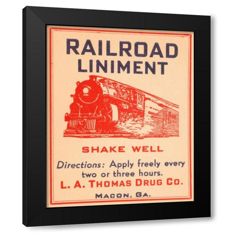 Railroad Liniment Black Modern Wood Framed Art Print with Double Matting by Vintage Booze Labels