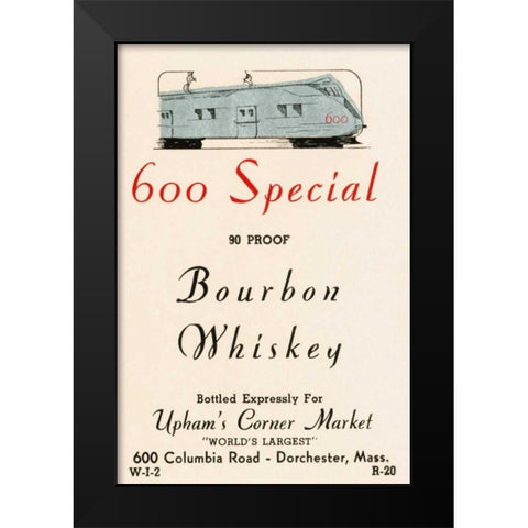 600 Special Bourbon Whiskey Black Modern Wood Framed Art Print by Vintage Booze Labels