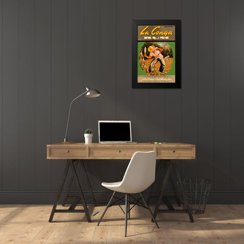 La Conga Rum Black Modern Wood Framed Art Print by Vintage Booze Labels