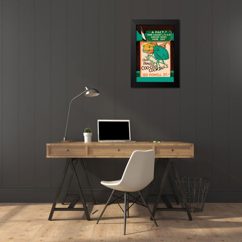 Our Famous Coo-Coo Cocktails Black Modern Wood Framed Art Print by Vintage Booze Labels