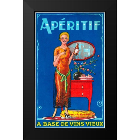 Aperitif Black Modern Wood Framed Art Print by Vintage Booze Labels