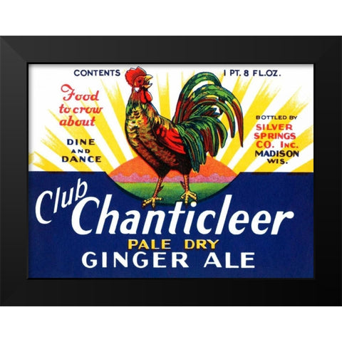 Club Chanticleer Pale Dry Ginger Ale Black Modern Wood Framed Art Print by Vintage Booze Labels