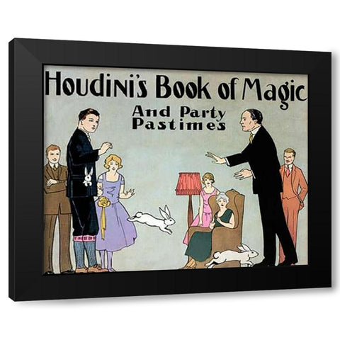 Houdinis Book of Magic and Party Pastimes Black Modern Wood Framed Art Print with Double Matting by Houdini, Harry