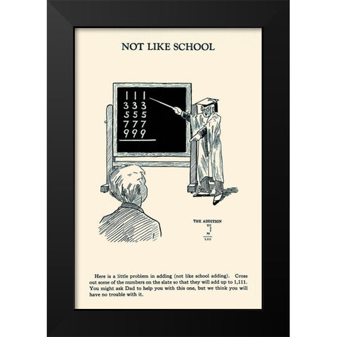 Not Like School Black Modern Wood Framed Art Print by Retromagic