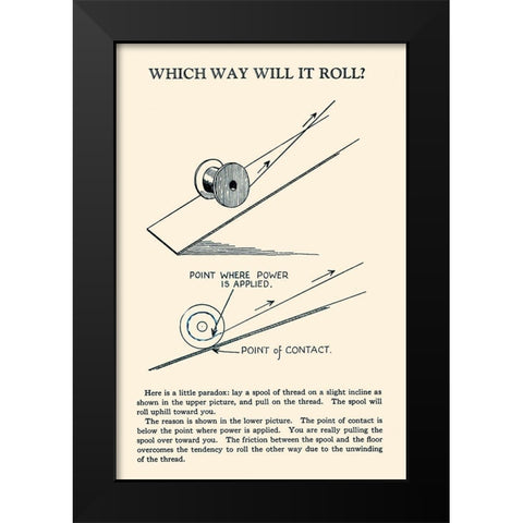 Which Way Will It Roll Black Modern Wood Framed Art Print by Retromagic