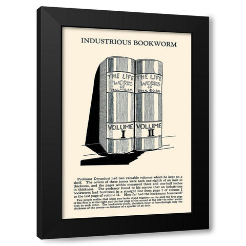 Industrious Bookworm Black Modern Wood Framed Art Print with Double Matting by Retromagic