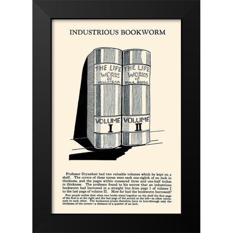 Industrious Bookworm Black Modern Wood Framed Art Print by Retromagic