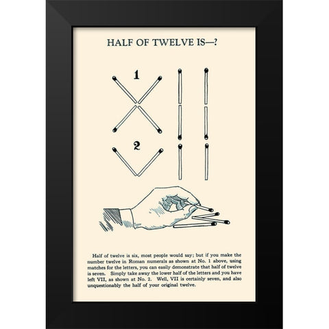 Half of Twelve is -? Black Modern Wood Framed Art Print by Retromagic