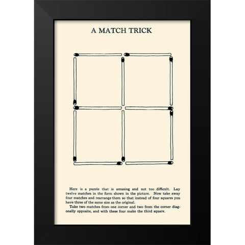 A Match Trick Black Modern Wood Framed Art Print by Retromagic