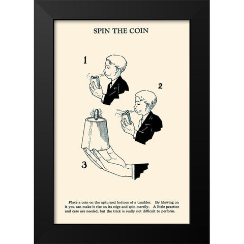 Spin The Coin Black Modern Wood Framed Art Print by Retromagic
