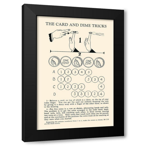 The Card and Dime Tricks Black Modern Wood Framed Art Print by Retromagic