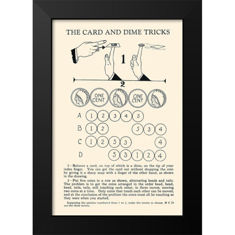 The Card and Dime Tricks Black Modern Wood Framed Art Print by Retromagic