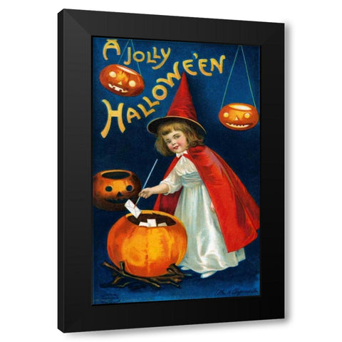 A Jolly Halloween Black Modern Wood Framed Art Print with Double Matting by Halloween