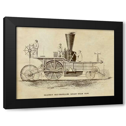 Saladees Self-Propelling Rotary Steam Plow Black Modern Wood Framed Art Print by Inventions