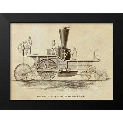 Saladees Self-Propelling Rotary Steam Plow Black Modern Wood Framed Art Print by Inventions
