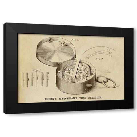 Buerks Watchmans Time Detector Black Modern Wood Framed Art Print by Inventions