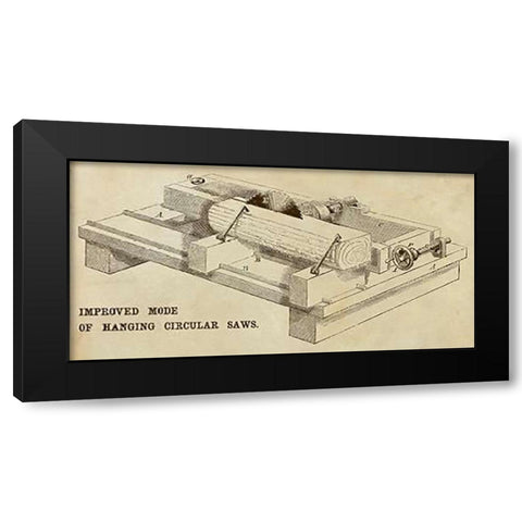 Improved Mode of Hanging Circular Saws Black Modern Wood Framed Art Print by Inventions