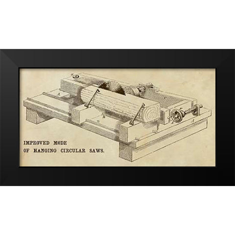 Improved Mode of Hanging Circular Saws Black Modern Wood Framed Art Print by Inventions