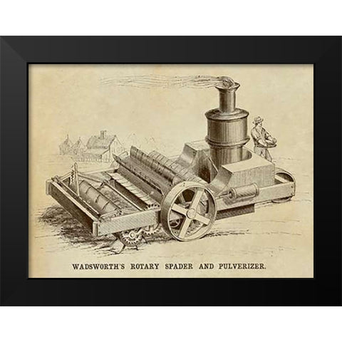 Wadsworths Rotary Spader and Pulverizer Black Modern Wood Framed Art Print by Inventions