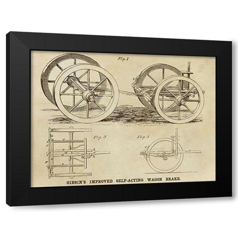 Gibsons Improved Self-Acting Wagon Brake Black Modern Wood Framed Art Print by Inventions
