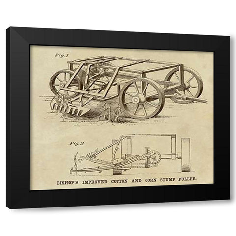 Bishops Improved Cotton and Corn Stump Puller Black Modern Wood Framed Art Print by Inventions