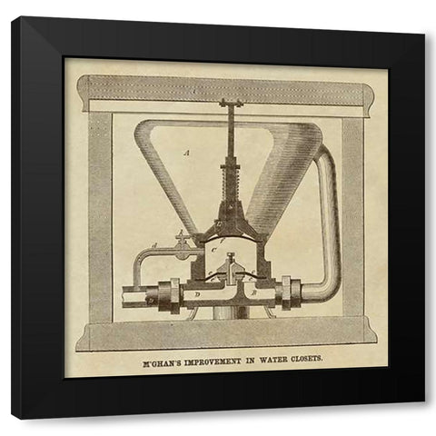 MGhans Improvement in Water Closets Black Modern Wood Framed Art Print by Inventions
