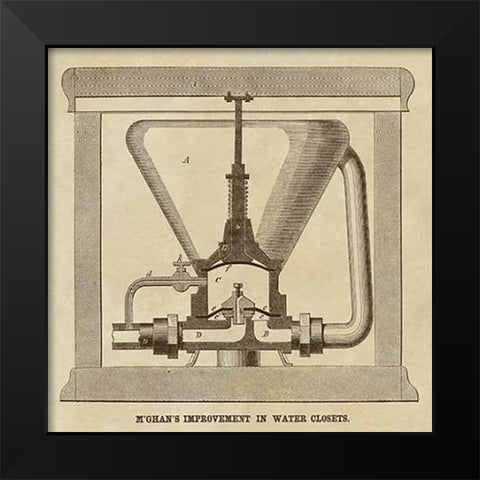 MGhans Improvement in Water Closets Black Modern Wood Framed Art Print by Inventions