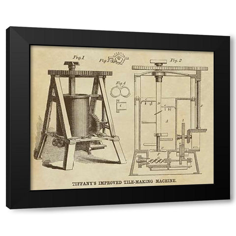 Tiffanys Improved Tile Making Machine Black Modern Wood Framed Art Print by Inventions