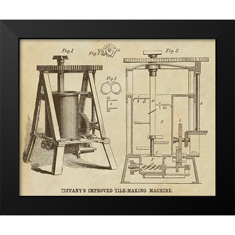 Tiffanys Improved Tile Making Machine Black Modern Wood Framed Art Print by Inventions