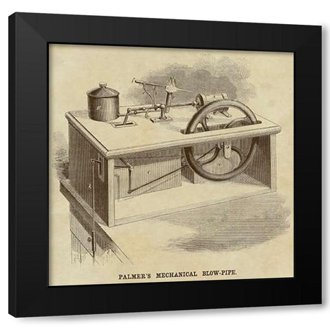 Palmers Mechanical Blow Pipe Black Modern Wood Framed Art Print with Double Matting by Inventions