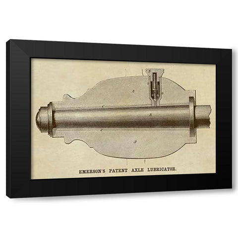 Emersons Patent Axel Lubricator Black Modern Wood Framed Art Print by Inventions