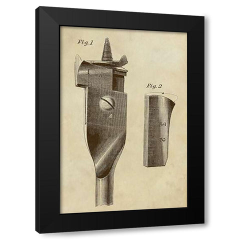 Adjustable Wood Drill Bit Black Modern Wood Framed Art Print by Inventions