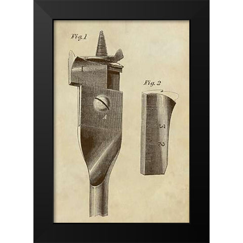 Adjustable Wood Drill Bit Black Modern Wood Framed Art Print by Inventions