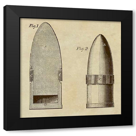 Improved Artillery Shell Black Modern Wood Framed Art Print by Inventions