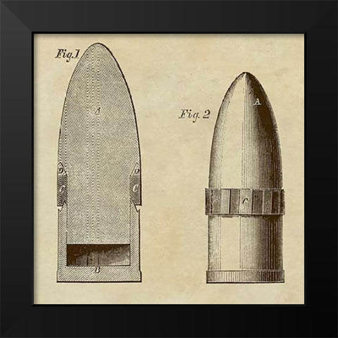 Improved Artillery Shell Black Modern Wood Framed Art Print by Inventions