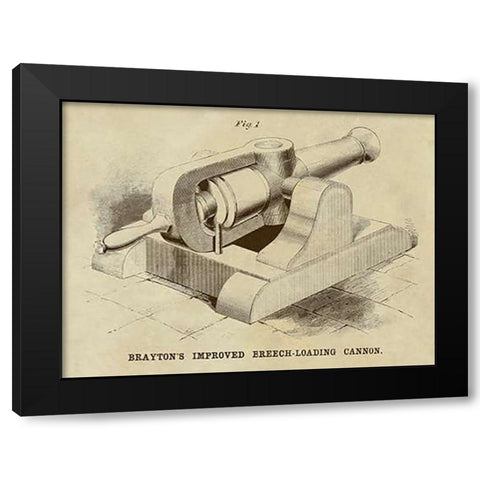 Braytons Improved Breech-loading Cannon Black Modern Wood Framed Art Print with Double Matting by Inventions