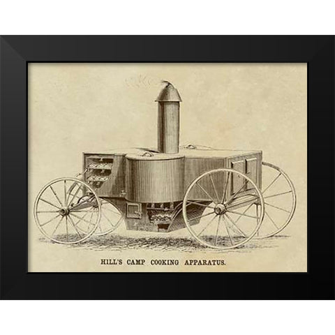 Hills Camp Cooking Apparatus Black Modern Wood Framed Art Print by Inventions