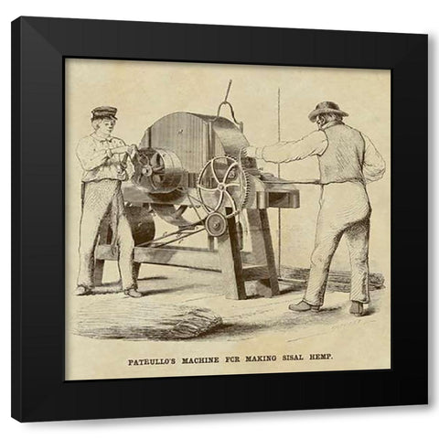Patrullos Machine for Making Sisal Hemp Black Modern Wood Framed Art Print by Inventions