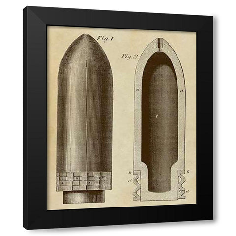 Exploding Artillery Shell for Breech-Loaders Black Modern Wood Framed Art Print by Inventions