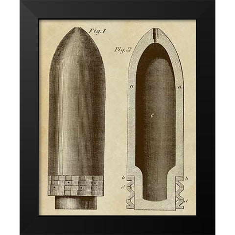Exploding Artillery Shell for Breech-Loaders Black Modern Wood Framed Art Print by Inventions