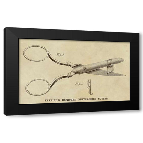 Fearing Improved Button-hole Cutter Black Modern Wood Framed Art Print with Double Matting by Inventions