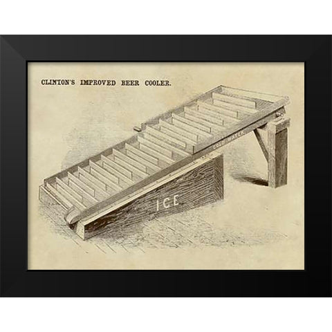Clintons Improved Beer Cooler Black Modern Wood Framed Art Print by Inventions